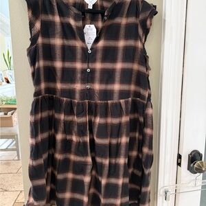 Time and Tru Women's Plaid Dress - Black and Brown